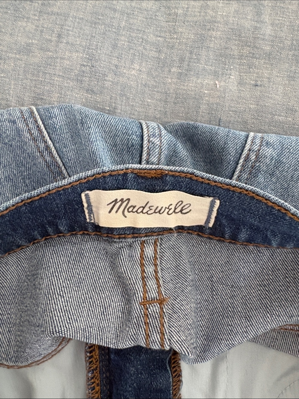 Madewell Blue Denim Shorts with Contrast Stitching - Picture 2 of 4